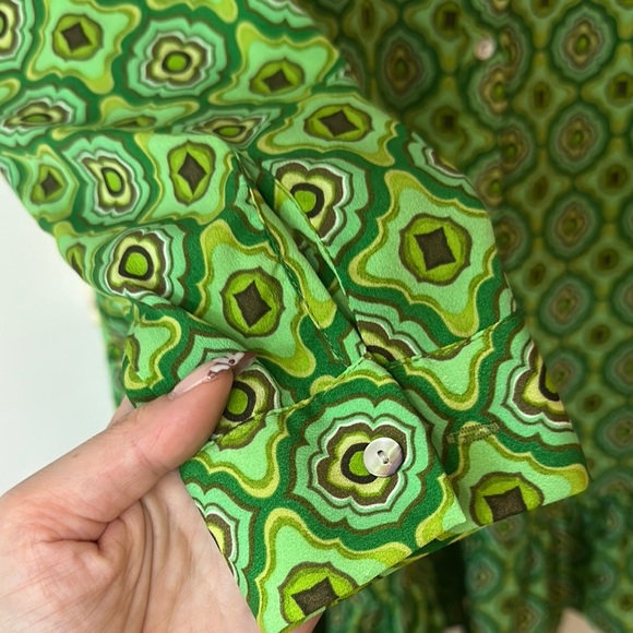 ZARA | Green Geometric Print Long Sleeve Mini Dress - Picture 5 of 12